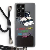 Smile: Samsung Galaxy S21 Ultra Transparant Hoesje met koord