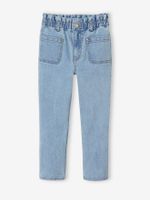 Onverwoestbare jeans in paperbagstijl voor meisjes double stone - thumbnail