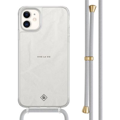 iPhone 11 hoesje met grijs koord - Vive la vie