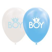Globos Ballonnen zoon baby blauw/wit 30cm, 8st.