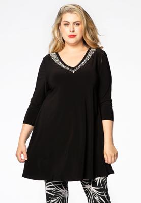 Yoek Tuniek wide bottom strass | Zwart | Maat 58/60
