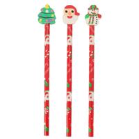 Potlood met Gum Kerst, 3st.