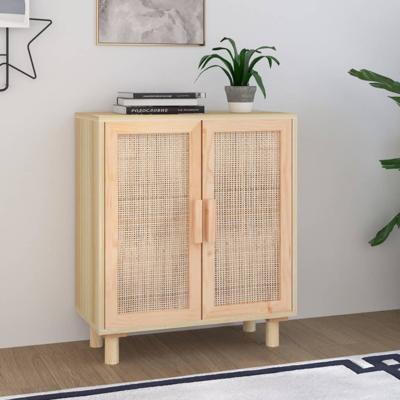 Dressoir 60x30x70 cm massief grenenhout en rattan bruin