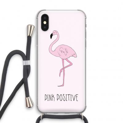 Pink positive: iPhone XS Transparant Hoesje met koord