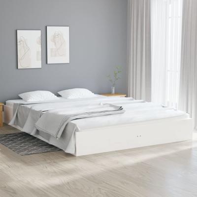 Bedframe massief hout wit 120x200 cm