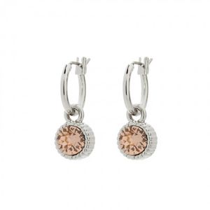 Biba Hang Oorbellen Zilver met Swarovski Steentje Lt. Peach