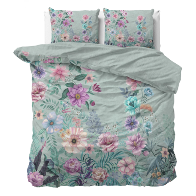 Dekbedovertrek Flore - Katoen - Lits-Jumeaux (240x220 Cm) - Groen & Meerkleurig Katoen - Natuur & Bloemen - Dreamhouse - Dekbed-Discounter.nl