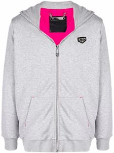 Philipp Plein hoodie zippé à patch logo - Gris