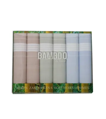 Tiseco bamboo Heren zakdoeken - 6-pack