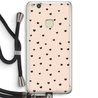Kleine kattenkopjes: Huawei Ascend P10 Lite Transparant Hoesje met koord
