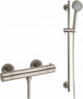 Saqu Essential doucheset thermostatisch 15cm met 3 straalsoorten geborsteld staal