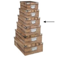5Five Opbergdoos/box - Houtprint donker - L32 x B21.5 x H12 cm - Stevig karton - Treebox   -