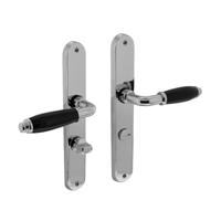 Intersteel Deurkruk Courgette op ovaal schild met toilet-/badkamersluiting 63/8 mm - chroom Intersteel Deurkruk Courgette op ovaal schild met toilet-/badkamersluiting 63/8 mm - chroom