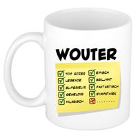 Naam mok Wouter - wit - top gozer - keramiek - 300 ml - cadeau collega beker