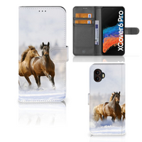 Samsung Galaxy Xcover 6 Pro Telefoonhoesje met Pasjes Paarden