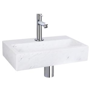 Differnz Flat fonteinset marmer - kraan recht - 38 x 24 x 8 cm - chroom