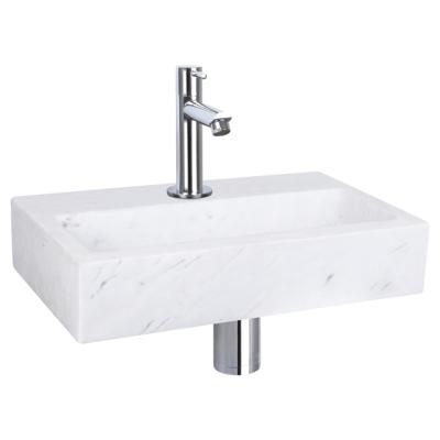 Differnz Flat fonteinset marmer - kraan recht - 38 x 24 x 8 cm - chroom
