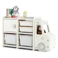 Autospeelgoedrek 2 Niveaus Kinderrek met Laden en Opbergdozen 110 x 32 x 66 cm Grijs