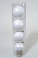 4 kerstballen winterwit emaille 100 mm - Ksd