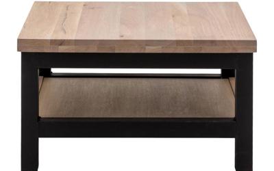 Goossens Hoektafel Santos, hout eiken bruin, urban industrieel, 70 x 40 x 70 cm