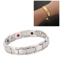 Mannen afneembare Titanium staal magnetische therapie armband sieraden (zilver)