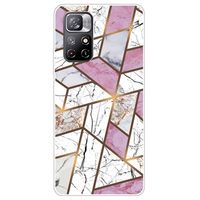 Xiaomi Redmi Note 11 Pro/Note 11 Pro 5G Marmerpatroon IMD TPU Hoesje - Wit / Roze - thumbnail