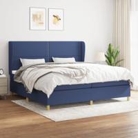 Boxspring met matras stof blauw 200x200 cm