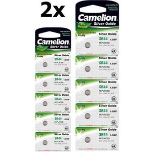 10 Stuks (2 Blister a 5st) Camelion 357-303 /G13 / SR44W 1.5V knoopcel batterij