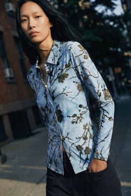 Gebreid T-shirt met korte mouwen - BLUE - S Gebreid T-shirt met korte mouwen - BLUE - S