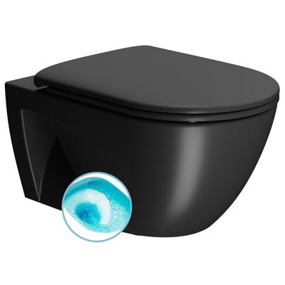 Wand Toilet Swirlflush Sapho Pura Eco 36x55 cm Mat Zwart