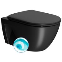 Wand Toilet Swirlflush Sapho Pura Eco 36x55 cm Mat Zwart