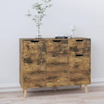Dressoir 90x30x72 cm bewerkt hout gerookt eikenkleurig