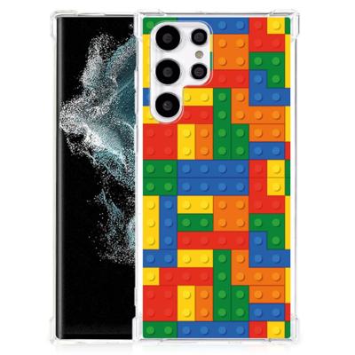 Samsung Galaxy S22 Ultra Doorzichtige Silicone Hoesje Blokken Samsung Galaxy S22 Ultra Doorzichtige Silicone Hoesje Blokken