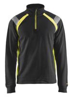 Blåkläder Sweatshirt halve rits Visible 34321158 | Zwart/High-Vis Geel | Maat XL - 7330509595657