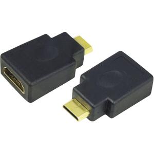 LogiLink AH0009 HDMI Adapter [1x HDMI-stekker C mini - 1x HDMI-bus] Zwart Vergulde steekcontacten