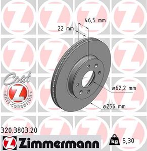 Remschijf COAT Z ZIMMERMANN, Remschijftype: Binnen geventileerd, u.a. für Hyundai, KIA