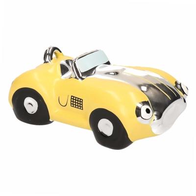 Spaarpot van een klassieke sportauto - cabriolet - geel - 15 x 9 x 6 cm - keramiek