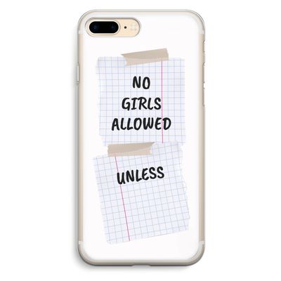 No Girls Allowed Unless: iPhone 7 Plus Transparant Hoesje