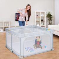Opvouwbare Box met Hoogte 70cm Oxford Stoffen Box met Ademend Gaas 50 Oceaanballen 4 Handgrepen voor Kinderen Grijs