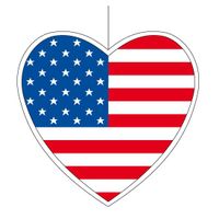 Amerika hangdecoratie harten 28 cm   -