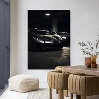Urban Cotton Wandkleed 'Luxury Garage' 80 x 110cm in Frame - black