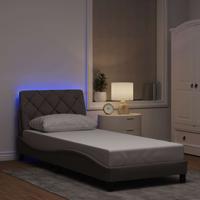Bedframe met LED zonder matras 90x190 cm stof taupe