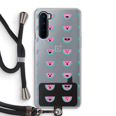 Smiley watermeloenprint: OnePlus Nord Transparant Hoesje met koord