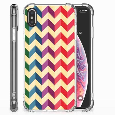 Apple iPhone X | Xs Doorzichtige Silicone Hoesje Zigzag Multi Color Apple iPhone X | Xs Doorzichtige Silicone Hoesje Zigzag Multi Color
