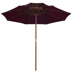 The Living Store Tuinparasol - Houten - 270 x 256 cm - Bordeauxrood