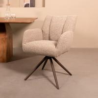 LABEL51 Eetkamerstoel Padua - Mushroom - Royal Boucle - Brons Metalen Frame