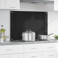 VidaXL Keuken achterwand zwart 90 x 60 cm gehard glas