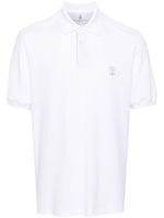 Brunello Cucinelli polo piqué à logo brodé - Blanc - thumbnail