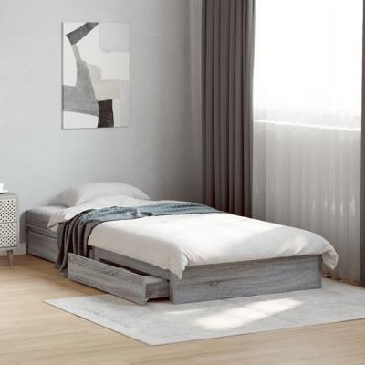 Bedframe met lades bewerkt hout grijs sonoma eiken 90x190 cm