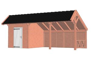 Trendhout Kapschuur De Heerd 740x425 cm - Combinatie 1- Kapschuurdak- Onbehandeld lariks Douglas hout- Trendhout